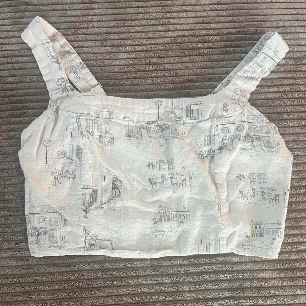 Elodie City Sketch Print Crop Top
